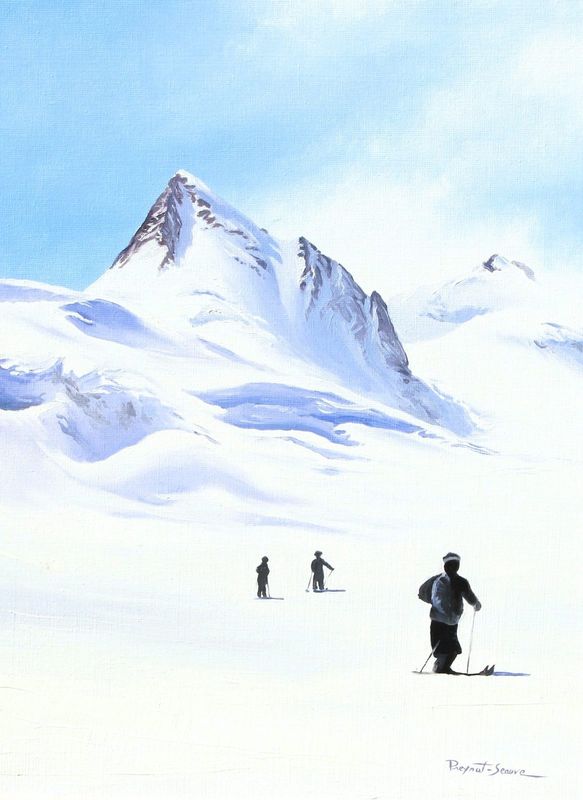Ski de printemps en 1954, huile sur toile